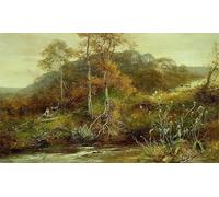 PMEFGJDPE Pinturas Famosas Prints Sobre Lienzo Impresión de Carteles Autumn River Scene the Brook di famoso artista para la Decoración del Hogar del Dormitorio 60x90cm
