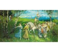 PMEFGJDPE Pinturas Famosas Prints Sobre Lienzo Impresión de Carteles Con giovani donne per un cavaliere di ritorno di Ferdinand Leeke para la Decoración del Hogar del Dormitorio 60x90cm