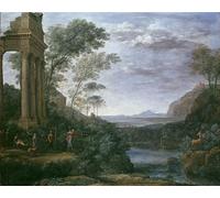 PMEFGJDPE Pinturas Famosas Prints Sobre Lienzo Impresión de Carteles Paesaggio con Ascanio che uccide il cervo di Sylvia di Claude Lorrain para la Decoración del Hogar del Dormitorio 60x90cm