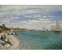 PMEFGJDPE Pinturas Famosas Prints Sobre Lienzo Impresión de Carteles Regata a Sainte Adresse di Claude Monet para la Decoración del Hogar del Dormitorio 60x90cm