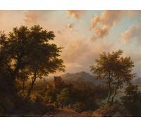 PMEFGJDPE Pinturas Famosas Prints Sobre Lienzo Impresión de Carteles Tramonto sul Reno di Barend Cornelis Koekkoek para la Decoración del Hogar del Dormitorio 60x90cm