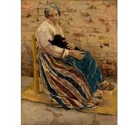 PMEFGJDPE Pinturas Famosas Prints Sobre Lienzo Impresión de Carteles una vecchia con gatto di Max Liebermann para la Decoración del Hogar del Dormitorio 60x90cm