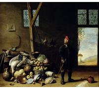 PMEFGJDPE Prints Sobre Lienzo Impresión de Carteles Contadino in un interno o in cucina con una natura morta di Harmen Van Steenwyck para la Decoración del Hogar del Dormitorio 60x90cm