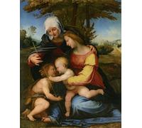 PMEFGJDPE Prints Sobre Lienzo Impresión de Carteles la Lady col Bambino in un paesaggio con Santa Elisabetta e il Bambino San Govannis Battista para la Decoración del Hogar del Dormitorio 60x90cm