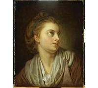 PMEFGJDPE Prints Sobre Lienzo una lunghezza del busto di una ragazza con una fascia per capelli verde che guarda in alto di Jean Baptiste Greuze para la Decoración del Hogar del Dormitorio 60x90cm