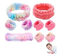 PMELCXD 3 Diademas Faciales de SPA para Maquillaje y Lavar Cara Banda 3 Pares de muñequeras de Lavado Facial de Cabeza para SPA Yoga Ducha Envoltura Elástica para Cabeza para Niña Mujer