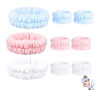 PMELCXD 3 Diademas Faciales de SPA para Maquillaje y Lavar Cara Banda 3 Pares de muñequeras de Lavado Facial de Cabeza para SPA Yoga Ducha Envoltura Elástica para Cabeza para Niña Mujer