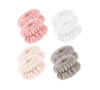 PMELCXD 4 Pares de muñequeras de Microfibra para Lavar la muñeca, para Lavar la Cara, Pulseras absorbentes para Mujeres y niñas, evitan Que el líquido se derrame por Tus Brazos