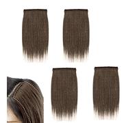 PMELCXD 4 Piezas Invisibles sin Rastro Lateral Fluffer Mini Almohadilla para el Cabello de una Pieza 10 cm (marrón Claro)