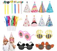 PMELCXD Sombreros de Fiesta,Fiesta Cumpleaños - Combo de Decoraciones para Fiestas y Cumpleaños con Gafas, Sombreros, Gorros y Coronas - Haz Que Tus Fiestas Sean Inolvidables