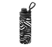 Pmhmer Black And White Lines - Botella de agua deportiva aislada de 18 onzas, ligera y a prueba de fugas, adecuada para viajes de fitness al aire libre, simple y elegante.