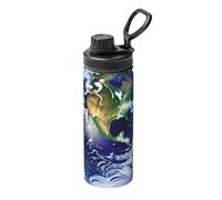 Pmhmer Cosmic Earth - Botella de agua deportiva aislada de 18 onzas, ligera y a prueba de fugas, adecuada para viajes de fitness al aire libre, simple y elegante.