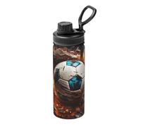 Pmhmer Firecracker Soccer - Botella de agua deportiva aislada de 18 onzas, ligera y a prueba de fugas, adecuada para viajes de fitness al aire libre, simple y elegante.