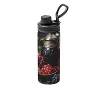 Pmhmer Grapes And Wine - Botella de agua deportiva aislada de 18 onzas, ligera y a prueba de fugas, adecuada para viajes al aire libre, simple y elegante.