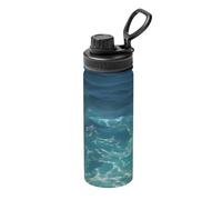 Pmhmer The Deep Ocean - Botella de agua deportiva aislada de 18 onzas, ligera y a prueba de fugas, adecuada para viajes de fitness al aire libre, simple y elegante.