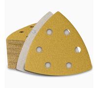 PMIQSA 50 Hojas Papel De Lija Triangular, 6 Agujeros Papel Lijadora Triangular, 93 X 93 X 93 Mm Granos 80 Hojas De Lija, Lijado Y Pulido Para Lijadoras Delta