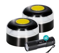 PMK GRUPO | Baliza V16 Homologada DGT 2026 Geolocalización GPS | Luz Emergencia LED 360º 1 km | Conectada con DGT 3.0 en 100 segundos, sin necesidad de APPS ni suscripciones | Incluye 2 linternas