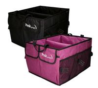 PMK GRUPO - Organizador Maletero Coche | Caja almacenamiento gran capacidad plegable impermeable Coche, SUV, Camper - Pack 2 unidades Negro + Burdeos