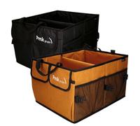 PMK GRUPO - Organizador Maletero Coche | Caja almacenamiento gran capacidad plegable impermeable Coche, SUV, Camper - Pack 2 unidades Negro + Naranja