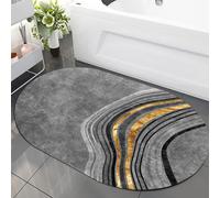 Pmnadfdag Alfombra Ovalada Salon 120 x 180 cm Antideslizante Lavable,Salón Pelo Corto Suave Líneas Abstractas Modernas Grises