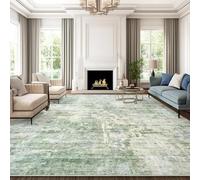 Pmnadfdag Alfombra Salón 110 x 190 cm Pelo Corto Lavable Antideslizante,para Dormitorio Pasillo Oficina Tinta Abstracta Moderna Verde
