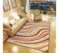 Pmnadfdag Alfombra Salón Grande,Lavable y Antideslizante,Suave Pelo Corto,Adecuada para Dormitorio,Oficina,Comedor Curvas Abstractas Coloridas, 200 x 300 cm
