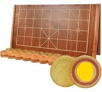 pmnjna Ajedrez Chino acrílico Xiangqi - Tablero de Madera Plegable for Viajes - Juego de Estrategia for 2 Jugadores(Golden Sands)