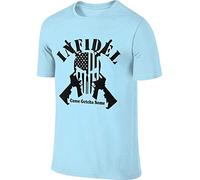 PMNXCVS Deep Heather Amazing Novelty Funny Big American Flag Machine Guns Men's Short Sleeve T-Shirt (Small)