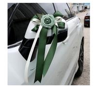 Pmnzdy 4 lazos para coche, diseño de flores de seda, diseño de flores, lazos para coche, para puerta de coche, espejo retrovisor, boda, boda, funeral, fiesta, decoración, color verde