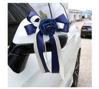 Pmnzdy 4 lazos para coche, diseño de flores de seda, diseño de flores, lazos para coche, para puerta de coche, espejo retrovisor, boda, boda, funeral, fiesta, decoración, color azul