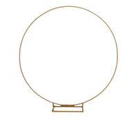 Pmnzdy Arco de boda de metal para boda, globo, arco, kit de manualidades, arco de globo redondo con fondo ancho, flores, decoración, globo, guirnaldas, soporte dorado, 1 m