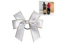 Pmnzdy Lazos para botellas de vino, decoración pequeña, lazos para vino con banda de goma de 8 cm, lazos de regalo de raso, colgante decorativo, lazos terminados, lazo de raso, corbata de moño, blanco