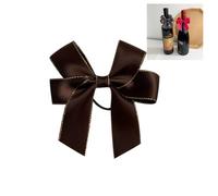 Pmnzdy Lazos para botellas de vino, decoración pequeños, lazos de vino con banda de goma, 8 cm, satén, regalo, lazos, decoración, lazos, lazos, lazo de satén, lazo decorativo, pajarita marrón, 10