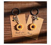 Pmnzdy Llavero de girasol de abeja con tarjeta de agradecimiento, margarita, regalo con tarjeta de agradecimiento, papel de estraza para mujeres, adolescentes, niñas, colgantes decorativos, 20 juegos