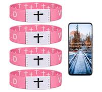 Pmormyy 4 pulseras con versículo bíblico diario WWJD, pulsera de Jesús cristiano para mujeres y hombres, pulsera What Would Jesus Do, Fibra de poliéster, No es una piedra preciosa