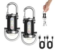 Pmqs 2 Piezas Mini Linterna LED Superbrillante 1200LM, Llavero Light Recargable 7 Niveles Ajuste Impermeable Superbrillante Compacta Portátil para Hogar Auto Viajes Camping Senderismo