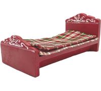 PMS 523097 - Cama de Elfo de polipiedra | Decoración en Miniatura | 9.5 x 4.5 x 4.5 Pulgadas | 1 Pieza Accesorio, Rojo