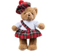 PMS Oso de tartán Tam O' Shanter de 24 cm, peluche escocés suave y tierno con traje tradicional de tartán, regalo para el día de San Andrés, cumpleaños y coleccionistas