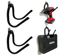 Pmsanzay Organizador de herramientas eléctricas, paquete de 2 soportes resistentes para taladro de pared, estantes de almacenamiento para herramientas eléctricas, organización de garaje para hombres,