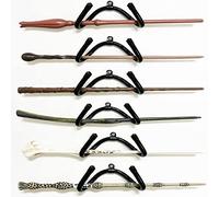 Pmsanzay Paquete de 6 soportes universales ajustables para varita de mago para montar en la pared, soporte de madera para varita mágica, fuerte y flexible para que se adapten a cada forma y tamaño