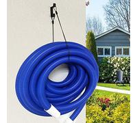 Pmsanzay Soporte de Manguera de Piscina de Metal Negro, Resistente, para Mangueras Grandes, Incluye 1 Cuerda de Alambre Flexible, 2 Tornillos, 2 Anclajes para Paneles de Yeso, 1 Gancho de Fijación