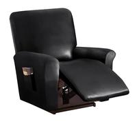 PMSPEMCMT Cuero PU Funda para Sofá Reclinable,4-Piezas Funda Impermeable de Sillón Relax Elástica Funda Sillon Sofa Fundas para Sillones Orejeros de una Plaza(Black)