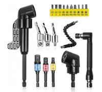 Pmueuff 20 Piezas Atornillador Angular, 105 ° Adaptador Adaptador de Destornillador Angular Set, Destornillador Angular Flexible, 1/4 de Pulgada Broca de Ángulo Recto Flexible Transmisión Angular