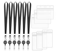 Pmueuff portatarjetas colgante, 6 Pcs Llavero Retráctil con Clip, porta tarjetas identificativas, Porta cordón retráctil para Cordón, Portatarjetas, Llavero para ID, Llaves