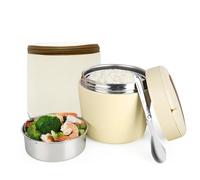 Pmueuff Termo para Comida 1500 ml, Recipiente Térmico para Comida, Frasco Acero Inoxidable Contenedor Térmico con Bolsa Aislada e Cuchara Plegable, Lonchera térmica para almuerzos, sopas y gachas