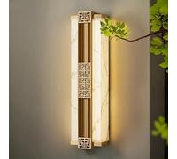 PMYIEXILA Lámpara de pared, lámpara de pared LED de lujo de estilo chino, impermeable, IP65, lámpara de porche de mármol para iluminación de camino de calle al aire libre (cuerpo dorado, 50 cm)