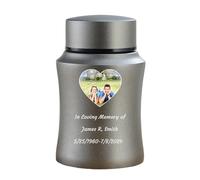 PMYIEXILA Urnas pequeñas personalizadas para cenizas humanas, recuerdo de 4.5 pulgadas, urnas funerarias personalizadas de acero inoxidable, urnas de cremación, color gris