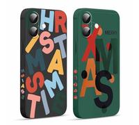 Pnakqil 2 Piezas Funda Navidad para iPhone 16 6,1", Lettres Navideñas Dibujos Aesthetic Estampado Diseño Carcasa Caso Proteger con Cámara Protección Suave Fina Silicona Cover Niña Mujer Case