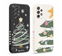 Pnakqil 2 Piezas Funda Navidad para Samsung Galaxy A52 / A52s 5G 6,5", Árbol de Navidad Dibujos Aesthetic Estampado Diseño Carcasa Caso Proteger con Cámara Protección Suave Fina Silicona Cover Case