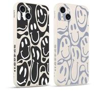 Pnakqil 2 Piezas Funda para Apple iPhone 15 Plus 6.7",Funny Cute Sonrisa Face Grimace Cara Sonriente Fundas Estética TPU Ultrafina Proteger Caso con Cámara Suave Carcasa Silicona Protección Cover